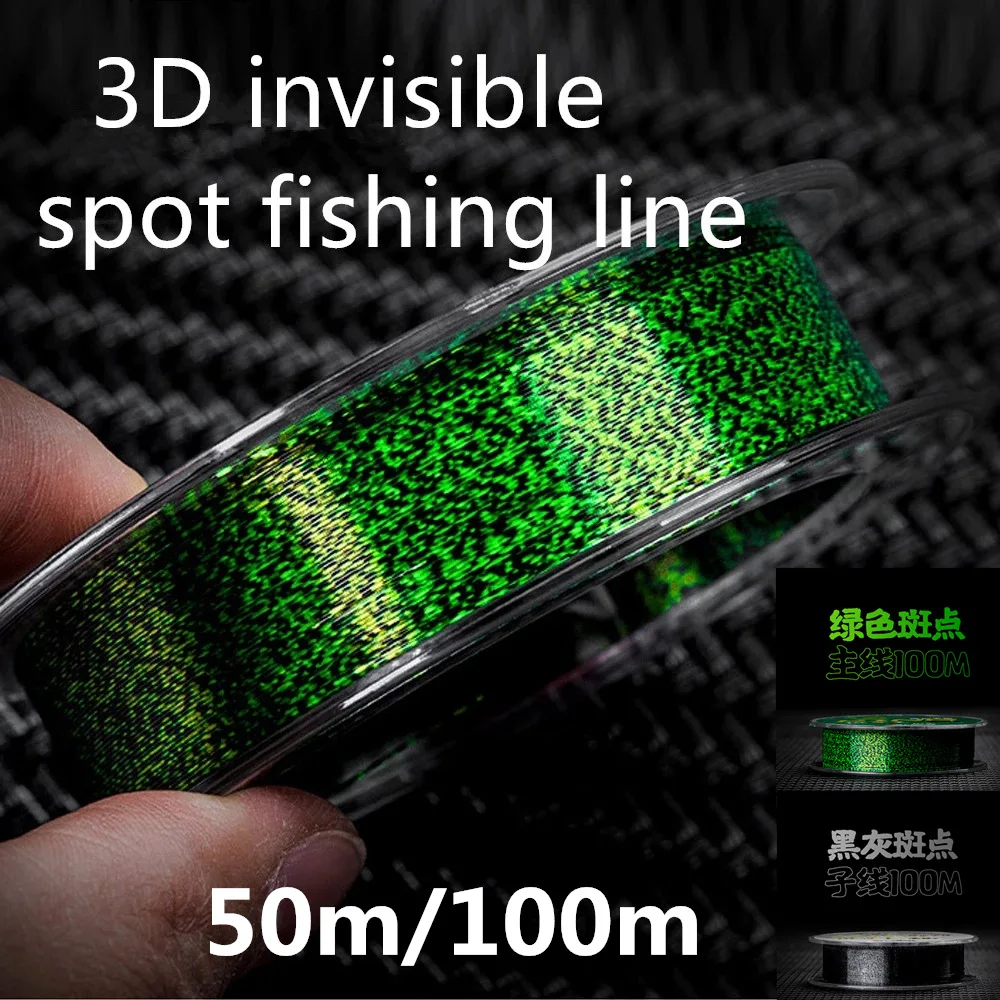 50m/100m Invisible Fishing Line Speckle Carp Fluorocarbon Super Strong Spotted Sinking Nylon Fly Fishing Lines 0.12-0.50mm