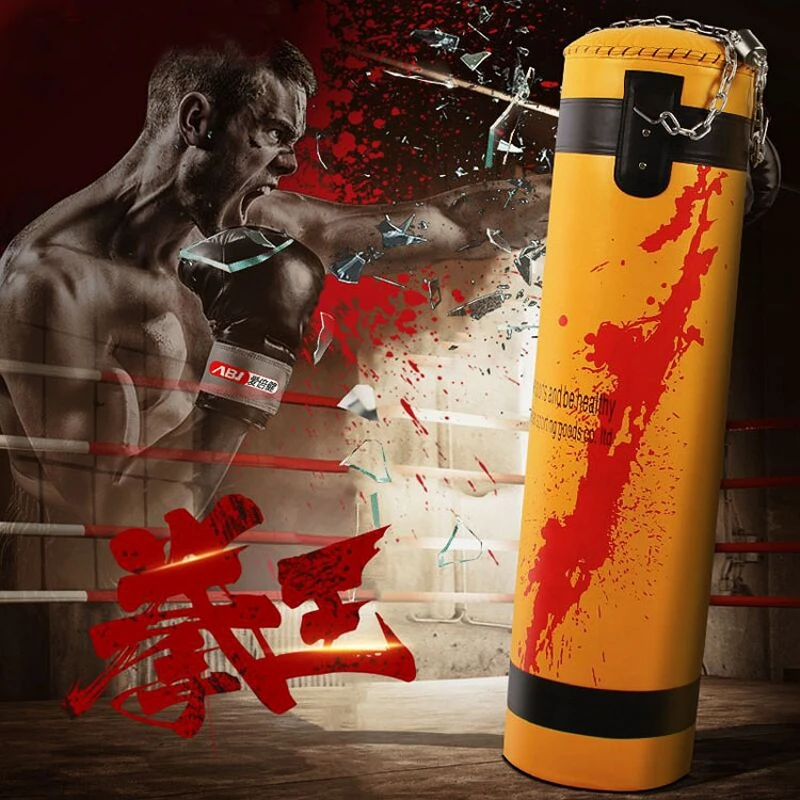 Sacco Da Boxe Vuoto Da Appendere, Tela Resistente, Non Riempito, 100x30 Cm O 120x34 Cm, Con Catene E Ganci Per Palestra Home Fitness - 3