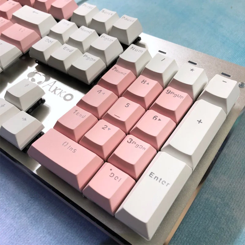 Оригинальная высота половинной высоты PBT колпачки для ключей механическая клавиатура 104 клавиш розовый белый вишня короткий ключ Двухцветные прозрачные колпачки для ключей