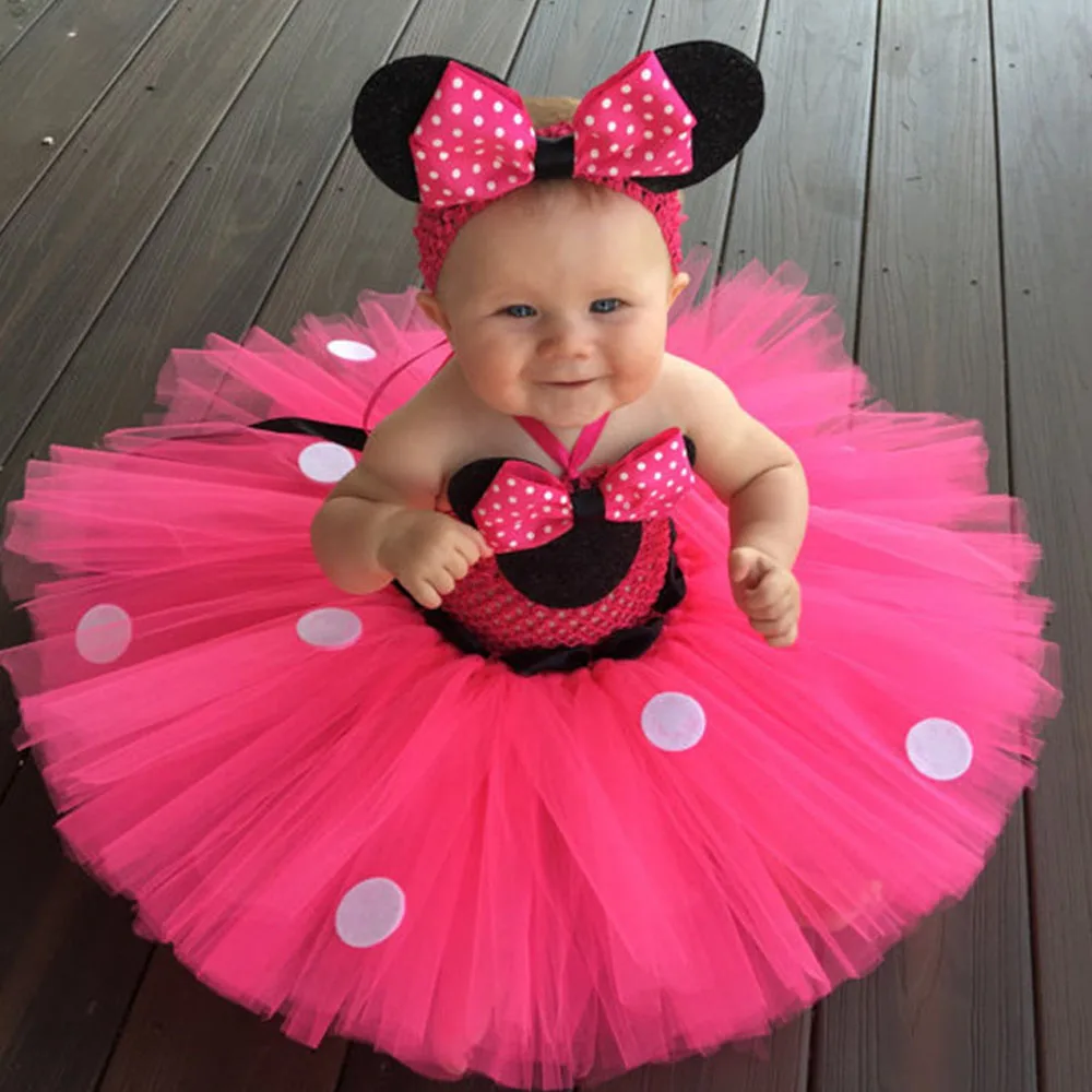 Niños Niñas Minnie Mouse cosplay Disfraz Tul Vestido con diadema Fancy  Dress