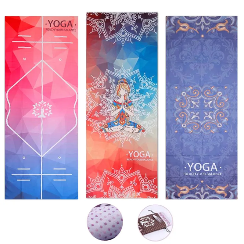 Preise Gedruckt Yoga Matte Handtuch Mikrofaser AbsorbSweat Yoga Handtuch Silica Gel Non slip Goodgrip 183*65cm Yoga Decke pilates Matte Abdeckung