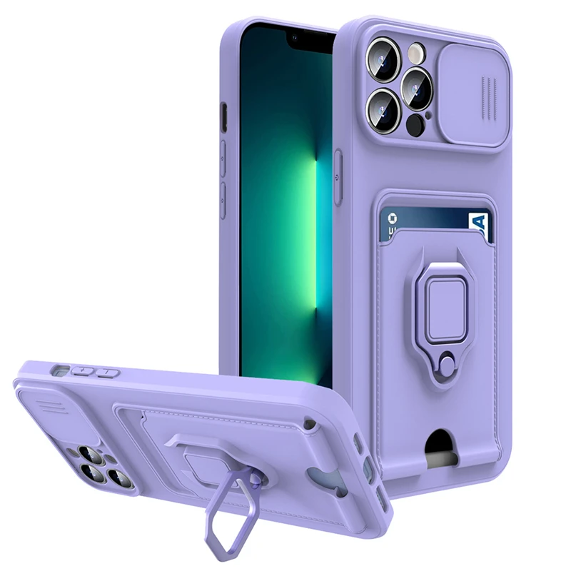 For iPhone 13 Pro Max Lens Camera Protection Phone Case For iPhone 13 12 11Pro X XR XS Max 7 8 Plus Card Slot Stand Holder Cover iphone 11 Pro Max  lifeproof case