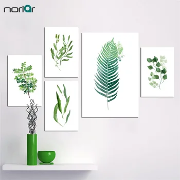 

Watercolor Flower Nordic Style Canvas Painting Green Leaf Painting Art Print Poster No Frame Wall Pictures For Home Decoration