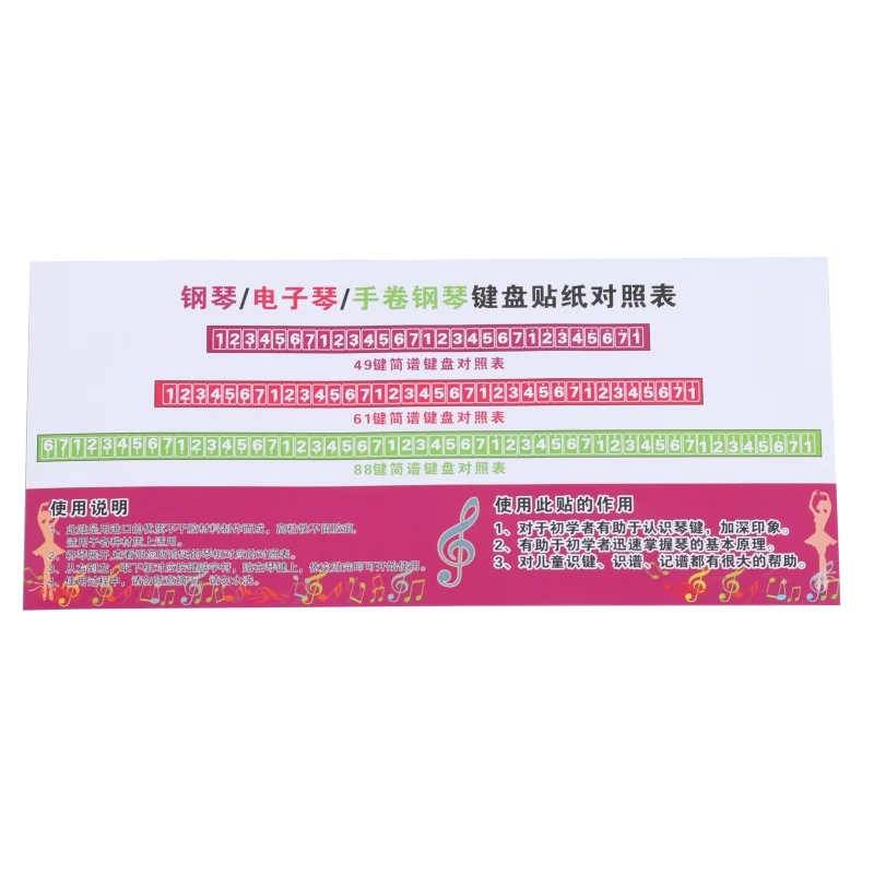 Transparent Piano Sticker 88 Key Roll Piano Keyboard Sticker Electronic Keyboard 88 Key Piano Stave Note Sticker For Piano Keys