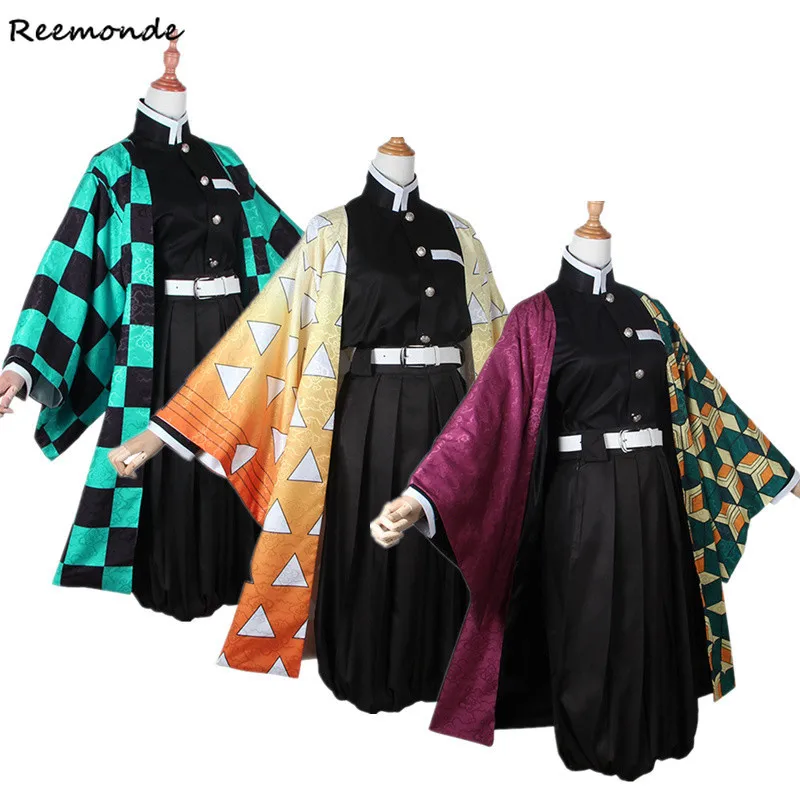 Кимоно Tomioka Giyuu, костюм для косплея, истребитель демона: Kimetsu no Yaiba Kamado Tanjirou Kamado Nezuko, кимоно, рубашка, штаны, Униформа, парик
