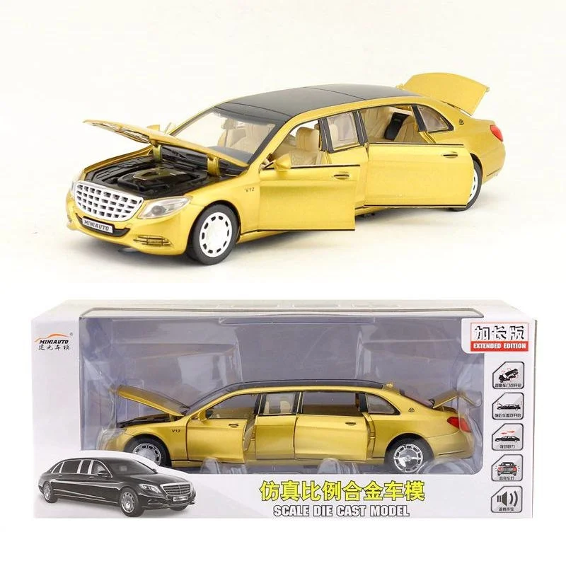 KIDAMI модель автомобиля из 1:32 сплава игрушка литая под давлением Автомобиль Maybach S600 оттягивающийся звук и светильник коллекция для детских подарков - Цвет: Gold with box