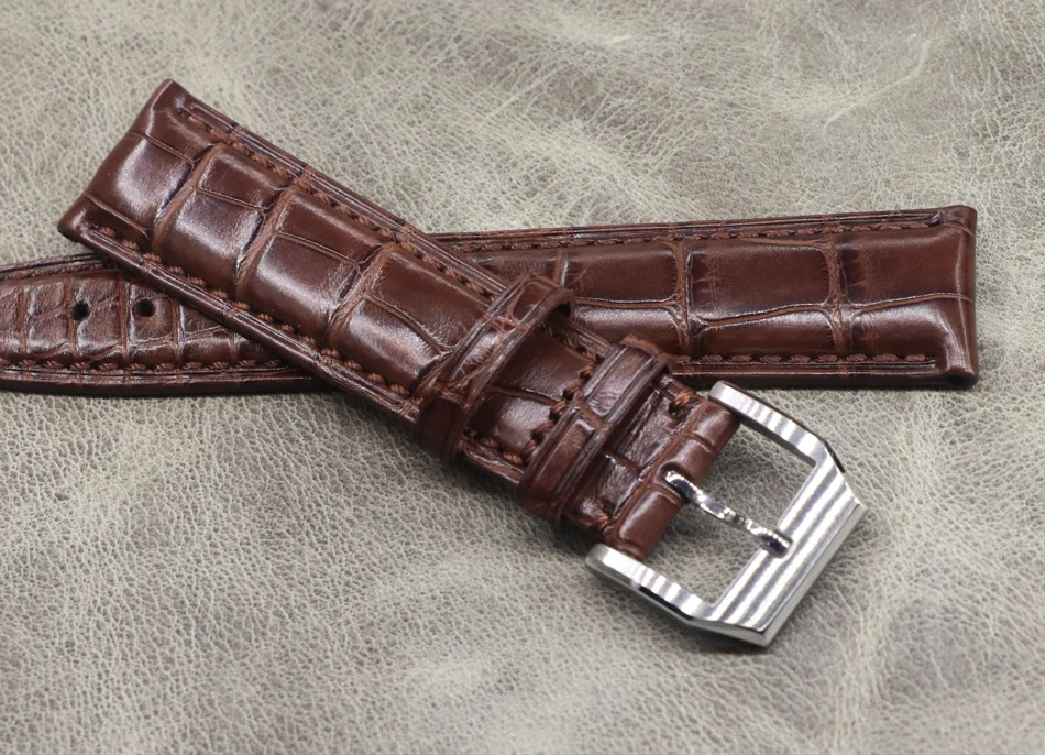 

Crocodile Leather Watchband Straps Handmade wristband 20mm 21mm 22mm Men Upscale Watch belt Slub pattern Bracelet Pin Buckle