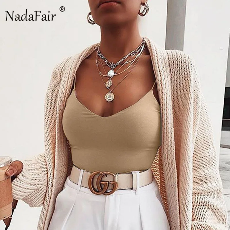 Nadafair Spgahetti Strap Sexy Bodysuit Pure Bodycon Bodysuit Women 2020 V Skinny Summer Black Top Female For Woman Basic Top Nadafair Spgahetti Strap Sexy Bodysuit Pure Bodycon Bodysuit Women 2020 V Skinny Summer Black Top Female For Woman Basic Top