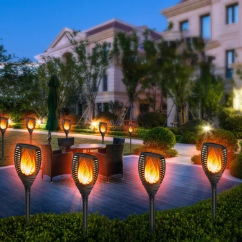

96 LED Solar simulation Flame Light IP65 Waterproof Outdoor lights Soft Light Control Dance Flame lamp for garden decoration