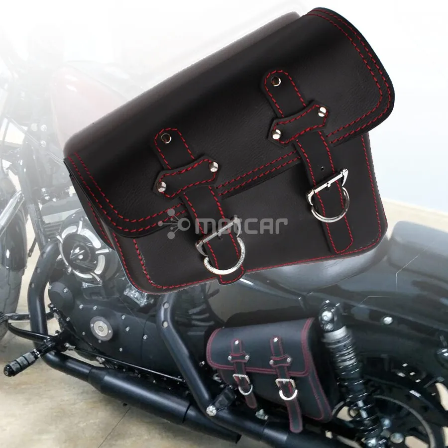 for Harley Sportster XL 883 1pcs New Black PU Leather Red Line