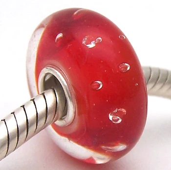 

PJG1971 100% S925 Sterling Silver Beads Murano Glass beads Fit European Charms Bracelet charms diy jewelry Lampwork GlassBeads