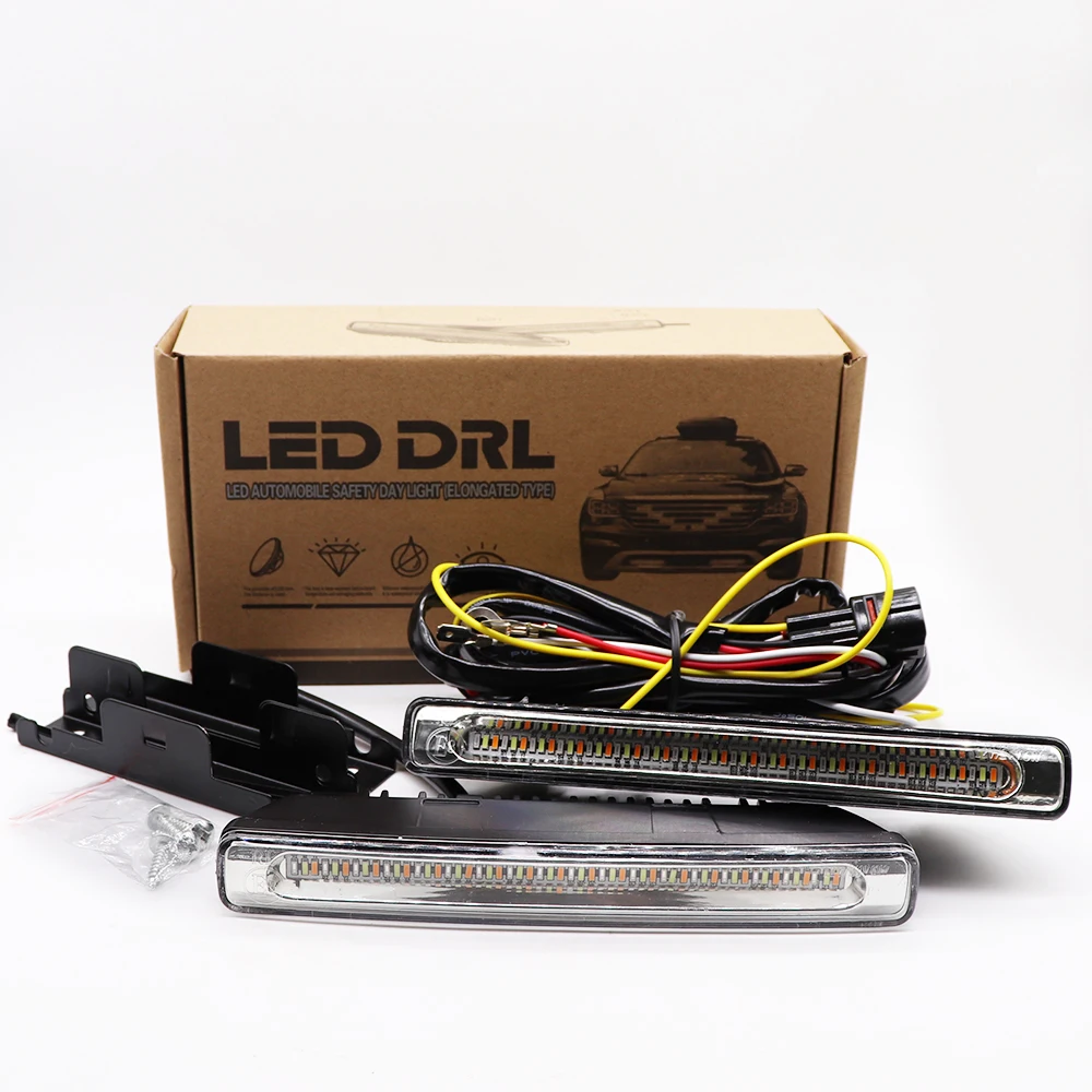 LED DRL 주간 주행등, 방향 지시등, 흐르는 조명, 안개등, 12V 방수, 흰색 DRL 라이트, 노란색 회전, 파란색 주행 램프