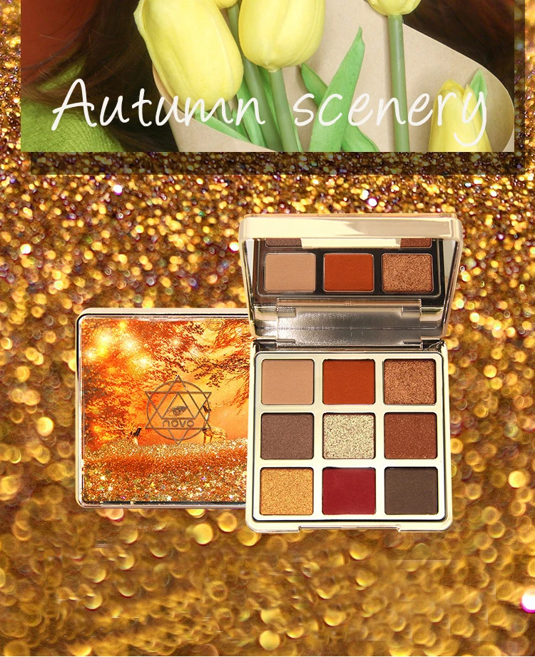 NOVO brand 9 colors Mirage quicksand eyeshadow palette easy to colour and waterproof eye shadow makeup