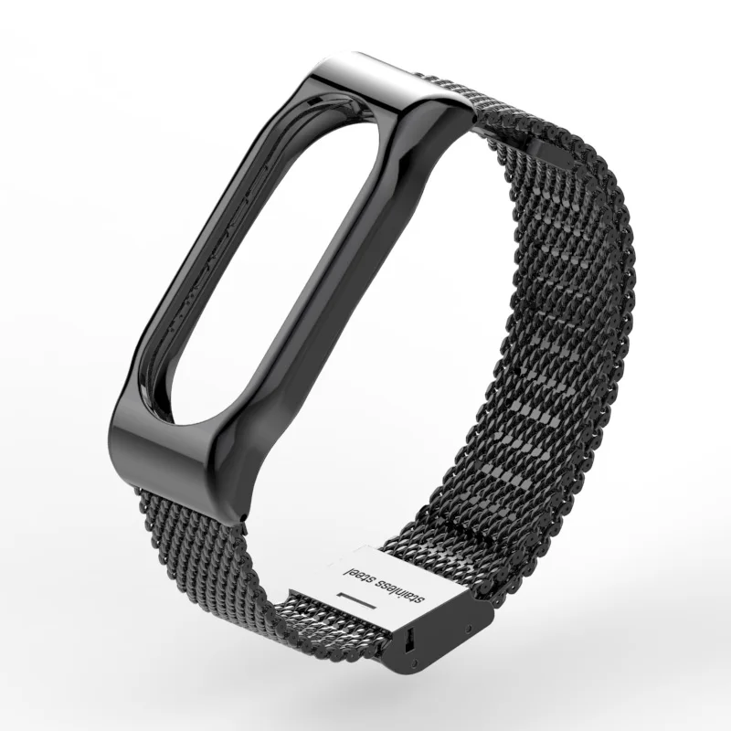 Mi jobs Металлический Ремешок Браслет замена для xiaomi mi band 2 ремешок из нержавеющей стали Смарт-часы аксессуары mi band 2 браслет - Цвет: Black