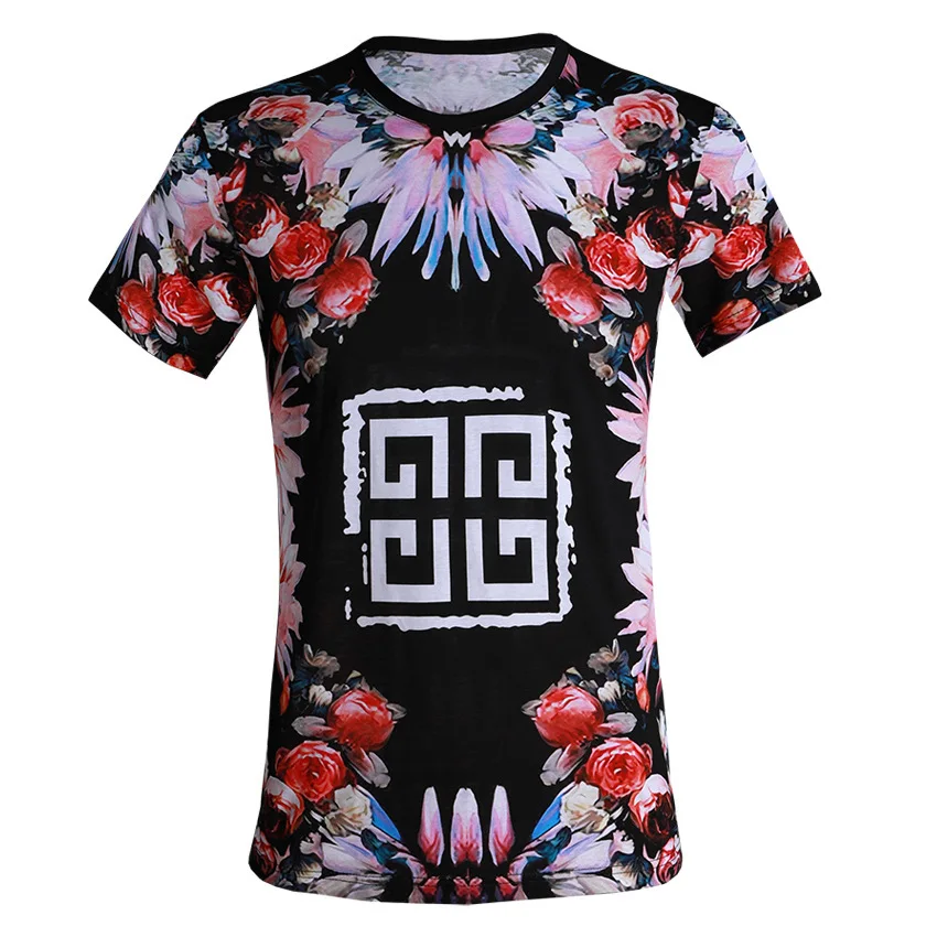 

2020 Rose Printing T Shirt Male T Shirt Cotton Short Sleeve Men's Wear Men's Wear Brand