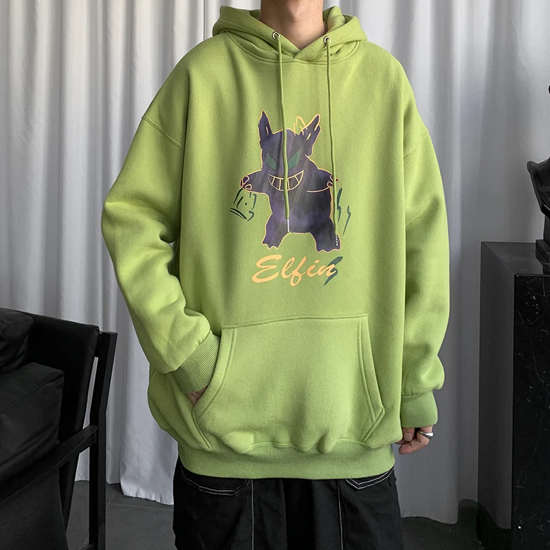 

Loose Men Hooded Pullover Fun Print Casual Hoodie Harajuku Vintage Oversize Swearshirt Couple Clothing Hip Hop Streetwear Male