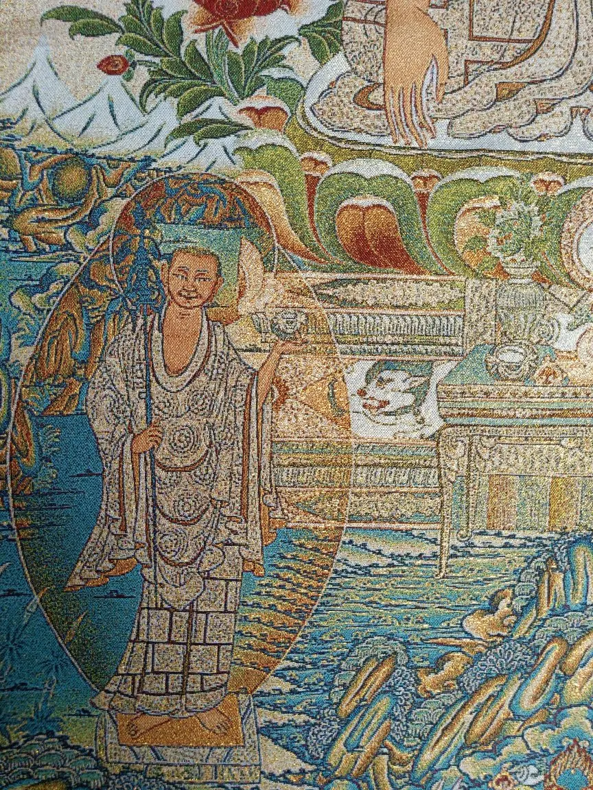 

36" Tibet Tibetan Embroidered Cloth Silk Buddhism Menla Medicine Buddha Tangka Thangka Mural Home Decor