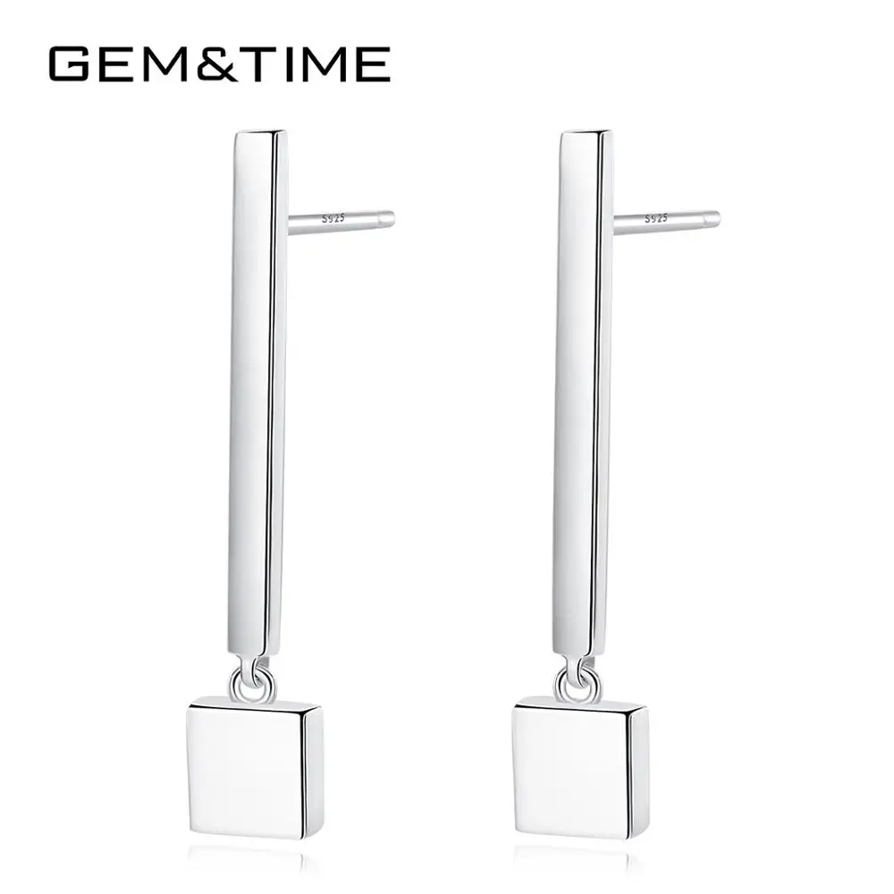 Gem& Time Created, серьги-капли с геометрическим орнаментом, Стерлинговое Серебро 925 пробы, длинные серьги для женщин, очаровательные полированные серебряные ювелирные изделия SE0076