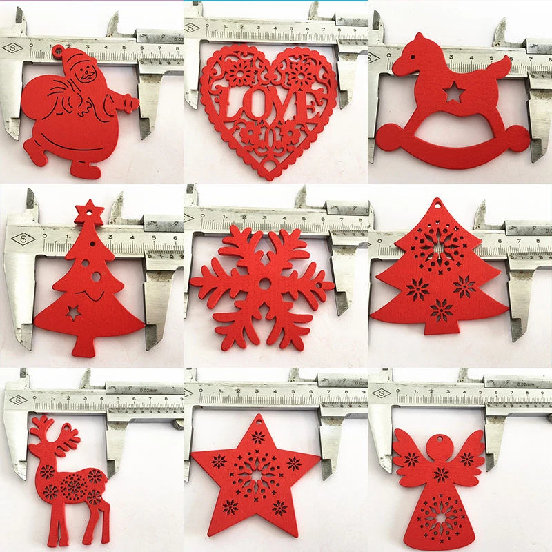 

10Pcs Santa Deer Natural Wood with 2M Rope Christmas Tree Ornament Pendant Hanging Craft Xmas Party Decor Home Decoration 62859