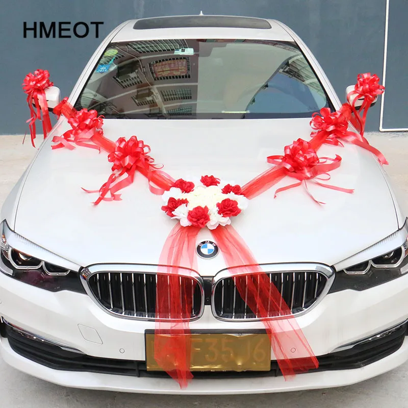 Свадебный автомобиль украшения Искусственные цветы розы тычинки Листья