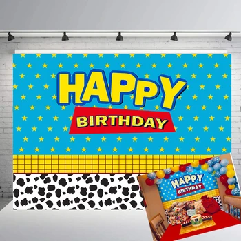 

Toy Backdrop Boys Girls Kids Cartoon Story Banner 1st Birthday Party Photography Background for Children Baby Cake dessert B369