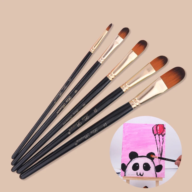 5pcs Professional Paint Brushes Set Rose Gold Wooden Handle Synthetic Nylon  Tips for Acrylic Oil Watercolor Gouache Painting - AliExpress