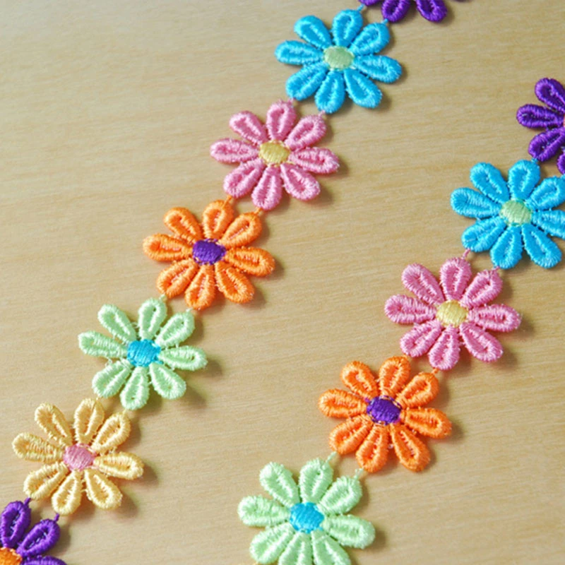 

2 Yards Decorative Flower Lace Edge Trim Ribbon Width Vintage Style Edging Trimmings Fabric Embroidered Applique Sewing Craft