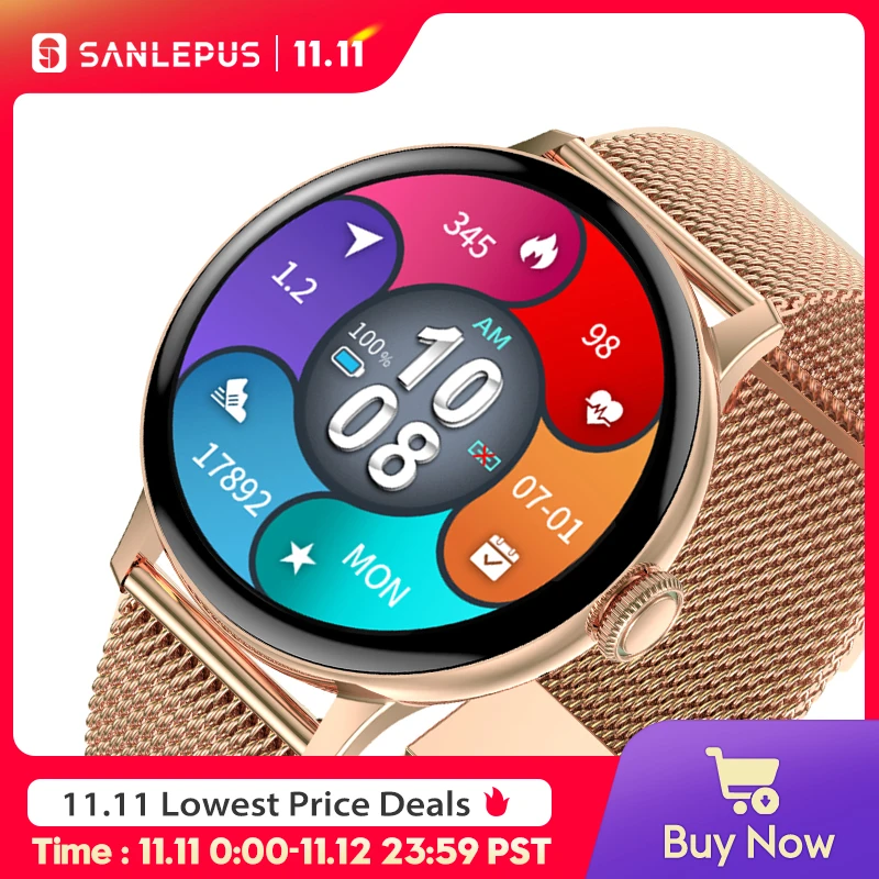 SANLEPUS 390*390 HD Screen Smart Watch 2021 Women Men Smartwatch IP68 Waterproof Heart Rate Monitor For Android iOS Samsung | Электроника