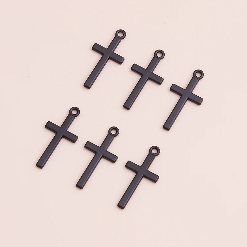 Leslie 20 Stück schwarze Kreuz-Charms-Anhänger für handgefertigte DIY-Armbänder, Halsketten, 27 x 12 mm, Herstellung von Schmuckzubehör – Detail 5