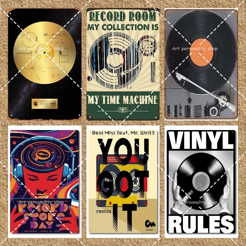 Voyager 1 Golden Record Metal Tin Sign Vintage Wall Decor Retro Bar Pub Poster for Club Man Cave 12 X 8 inch | Дом и сад