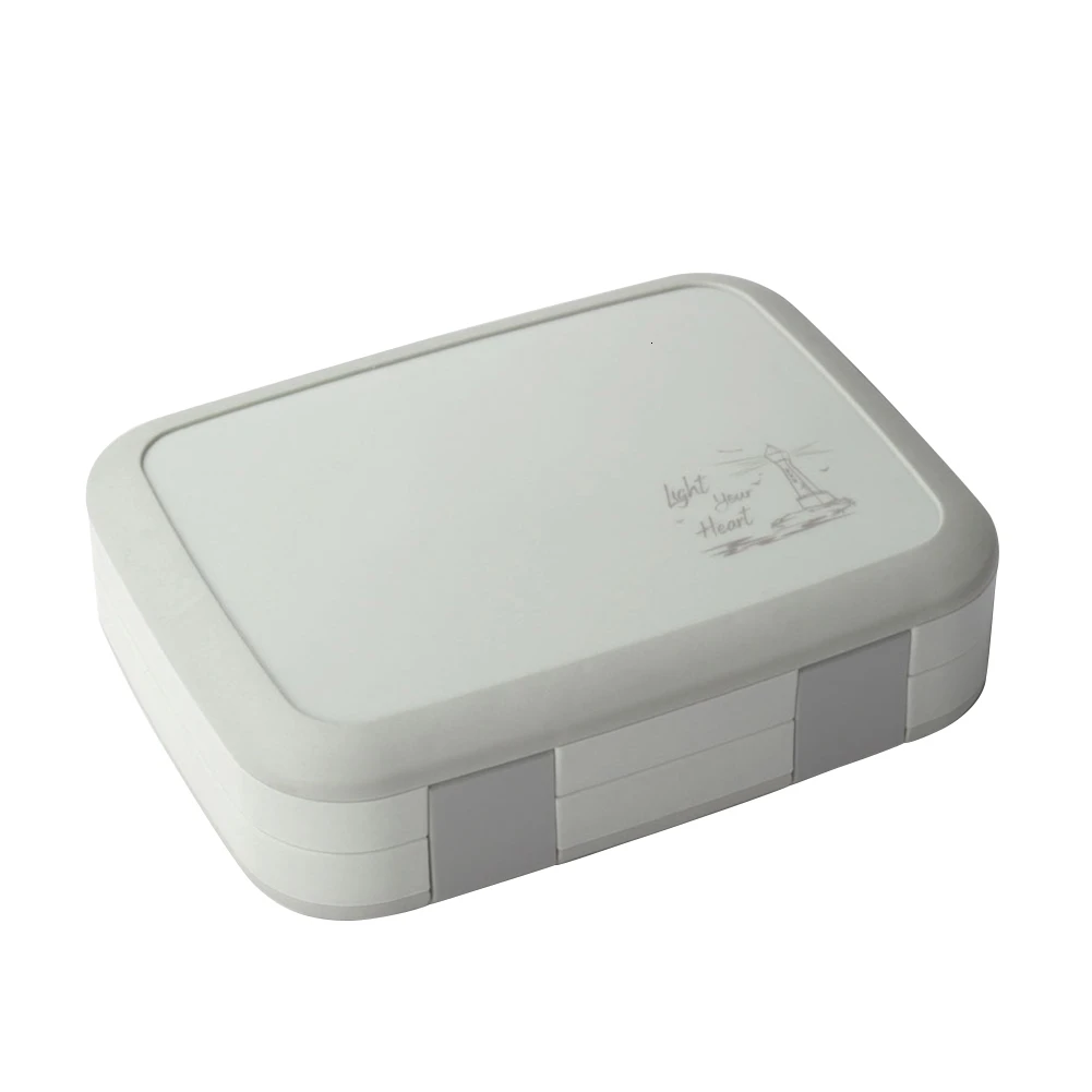 1 шт. BPA Бесплатный Ланч-бокс для детей с отсеком Microwavable мультфильм Bento коробка Герметичный пищевой контейнер ланчбокс для пикника B4 - Цвет: Grey