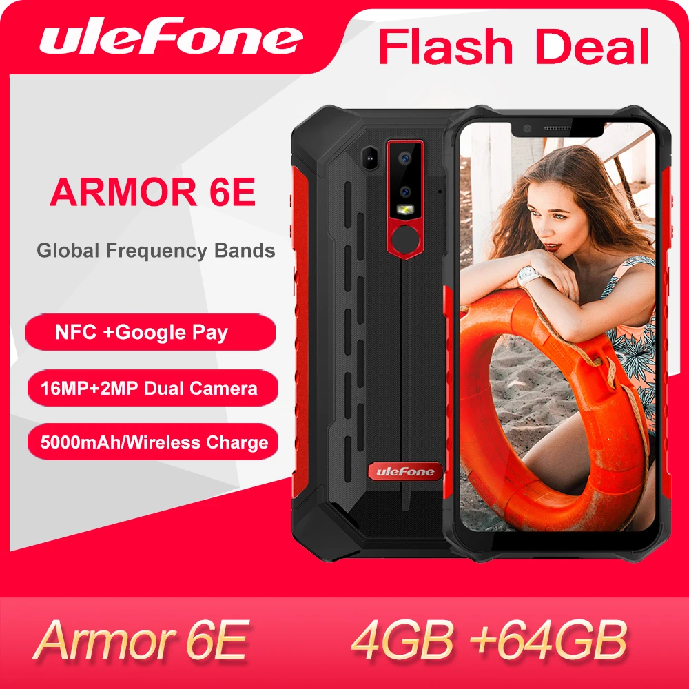 Ulefone Power 6E прочный мобильный телефон 4 Гб + 64 IP68 Водонепроницаемый NFC Helio P70 Otca-core Android