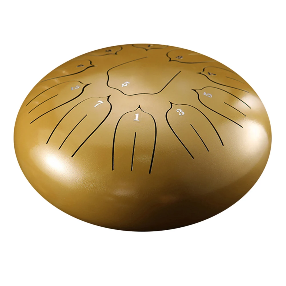 Золотой Newly 6in 8-Tone Steel Tongue Drum C Key Percussion Instrument Handpan Drum with Mallets - Цвет: Золотой