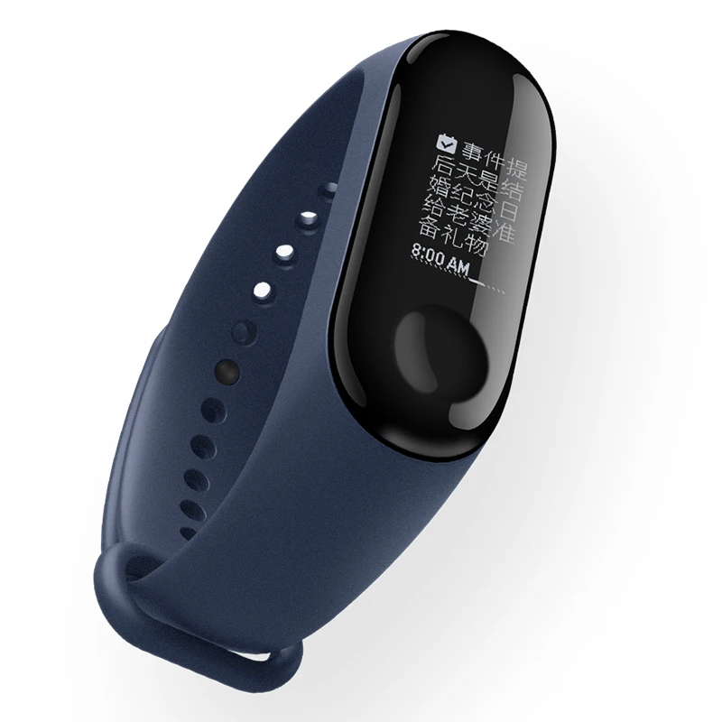 Синий Xiaomi mi Band 3 монитор сердечного ритма Bluetooth 4,2 PK mi Band 2 Смарт-часы с сенсорным экраном умный браслет с oled-дисплеем - Цвет: Синий