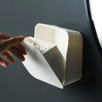 

Wall Mounted Cotton Swab Storage Box Multi-functional Tissue Container Dustproof R7RC