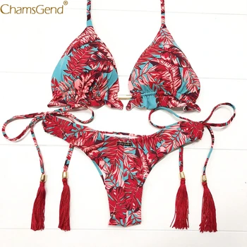 

Women's Bikini Set Sexy printed Push Up swimsuit 2020 new style red Ruffled Brazilian Beachwear Biquini traje de bano mujer 20