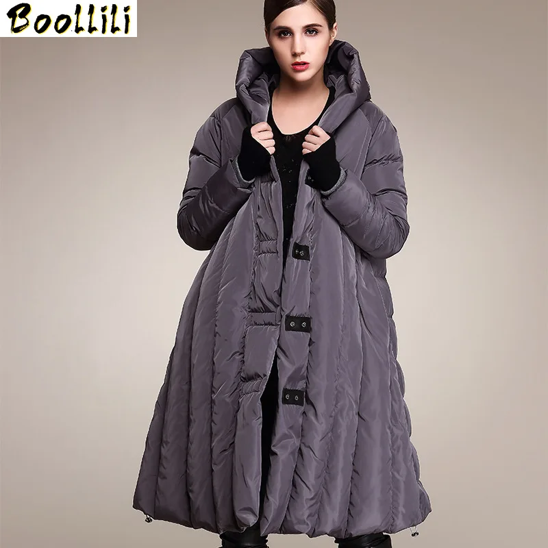 Boollili Winter Women's Down Jacket Hooded Long Coat Large Size Puffer Female Warm Parka Cloak 2020 | Женская одежда
