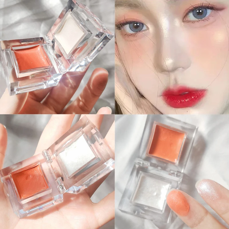 

5 Colors Ice Cube Glitter Blush Powder Waterproof Mineral Pigment Face Contour Blusher Shadow Makeup Palette Women Cosmetics