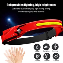 

Drop Shipping LED Headlamp Flashlight Rechargeable Waterproof Headlight with All Perspectives Induction for Camping, Cycling