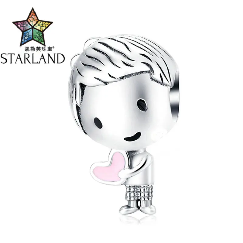 Starland для мальчиков и девочек, очаровательный серебряный браслет 925 из натуральной 925 пробы, серебряные металлические бусины, подарки на день Святого Валентина SCC1334
