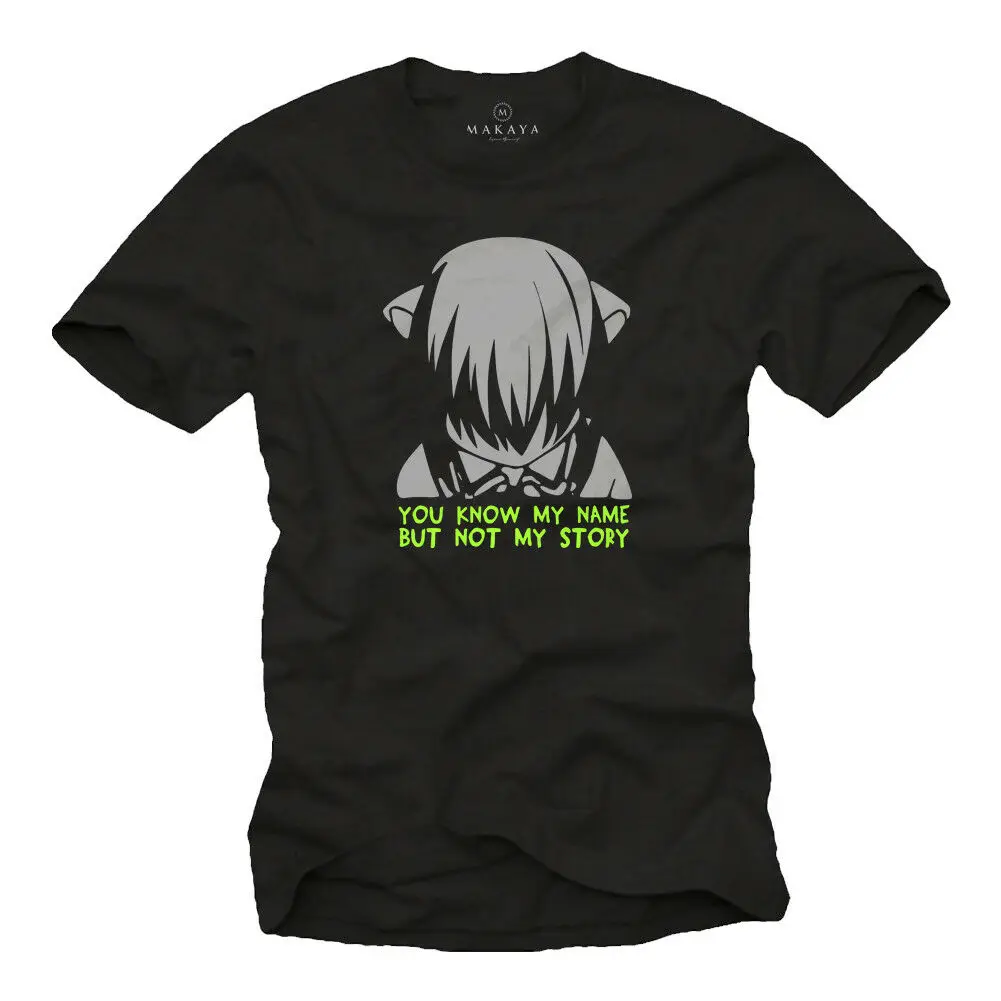 Anime Manga Elf T-Shirt Gamer Song Black Comic Art Sayings Print Print- show original title | Мужская одежда