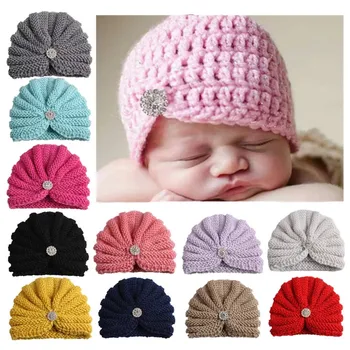 

1Pcs New Knitted Baby Turban Baby Girl Boy Hat Winter Warm Beanie Hat Newborn Photography Prop Stretchs Cap