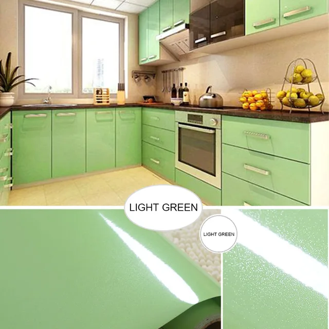 Pearl White DIY Decorative Film PVC Self Adhesive Wall Paper Furniture Renovation Stickers Kitchen Cabinet Waterproof Wallpaper PEARL Light Green