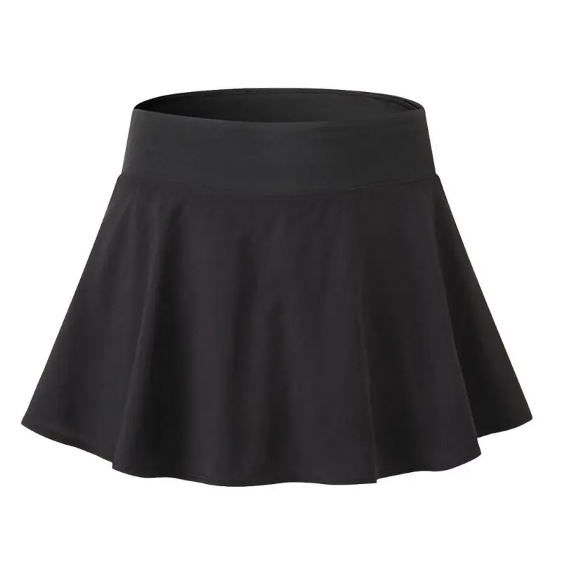 Женская короткая юбка для фитнеса для бадминтона и настольного тенниса, юбка с высокой талией для гольфа, брюки для тенниса, юбка - Цвет: Черный