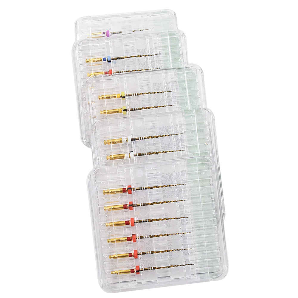 Endo rotary files dental pulp files Dental Gold Flexible Endo Rotary Files Heat Activation Root Canal Operation Endodontic Files 25mm NITI Dentist Tool