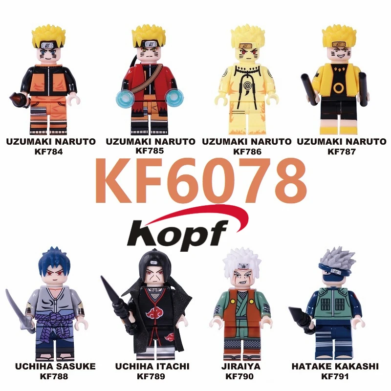 

Single Sale Building Blocks Famous Anime Character Bricks Uzumaki Naruto Uchiha Sasuke Jiraika Figures For Children Toys KF6078