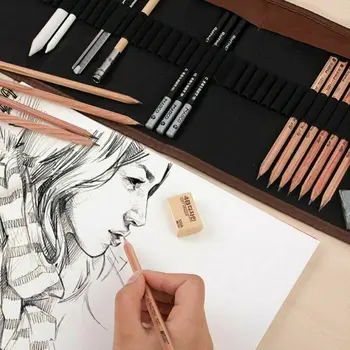 

29Pcs/set Drawing Sketching Pencils Set Full Sketch Kit with Graphite Pencils Paper Brush Pen Mark Charcoal Pencil Set
