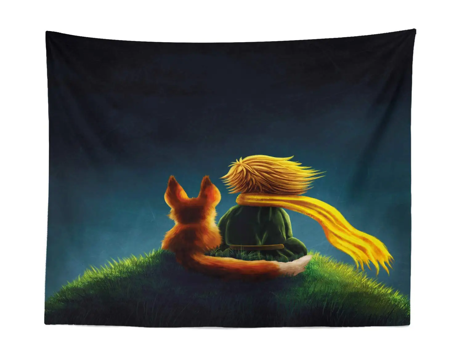 

Children Design Little Prince and The Fox Looking at The Sky Pattern Fabric Wall Hanging Decor