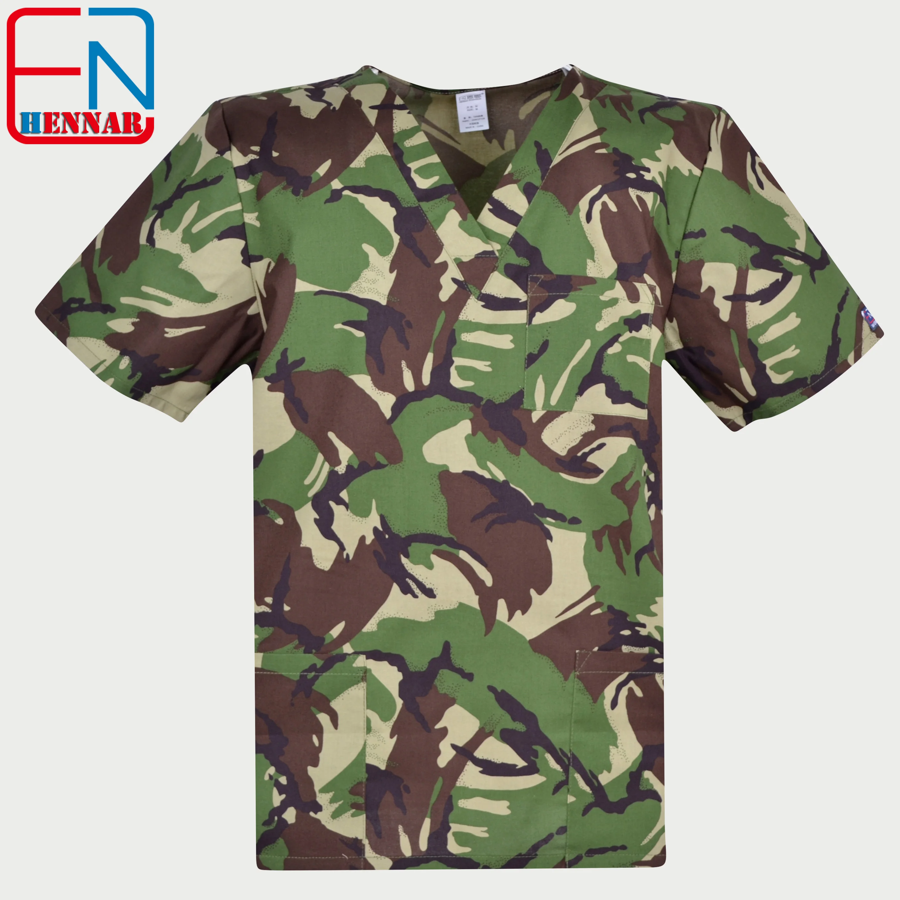 Мужской Камуфляжный скраб топ из 100% хлопка|medical uniforms|medical scrubsmedical scrub top |