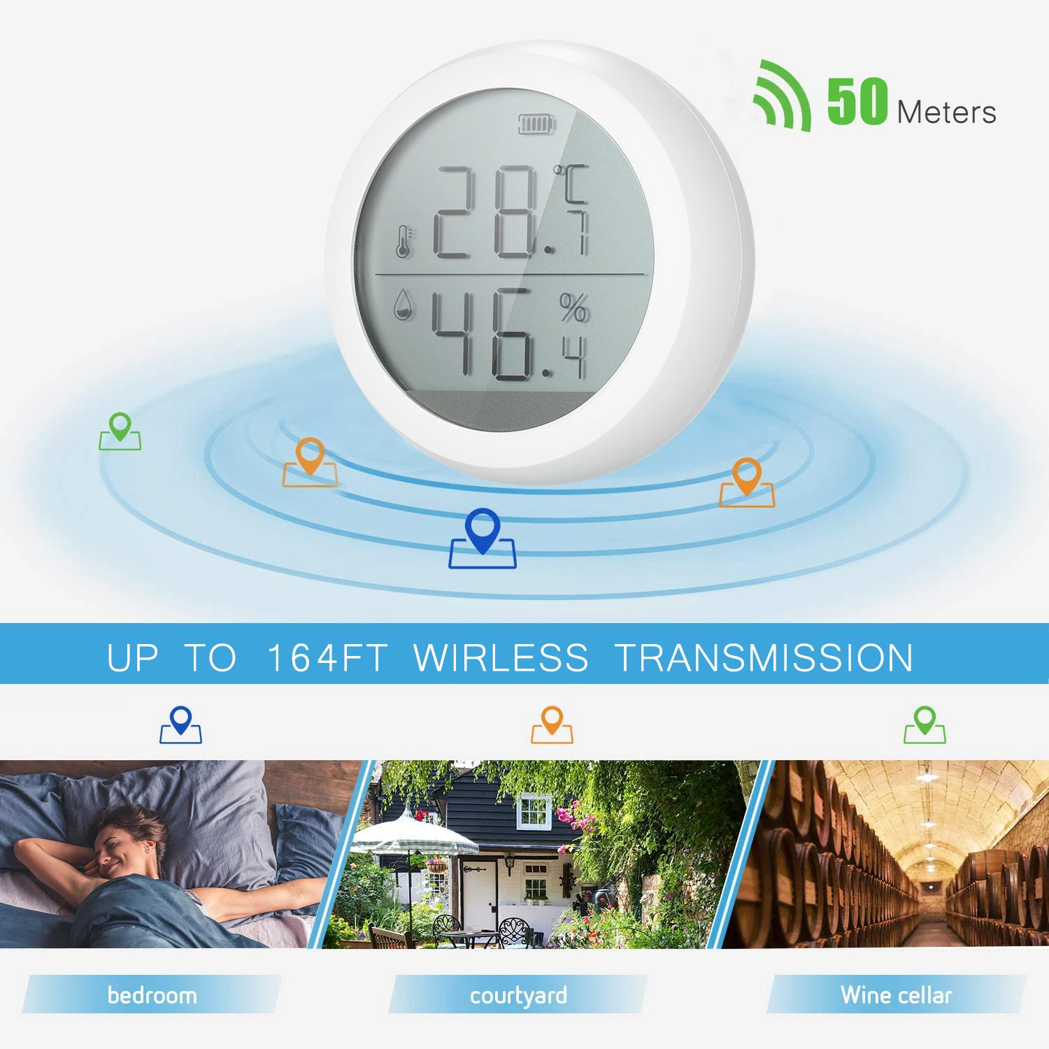 compatível higrômetro digital sem fio medidor de umidade termômetro interno